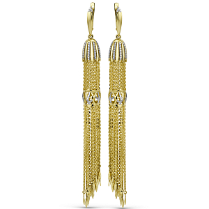 Серьги из желтого золота с фианитами