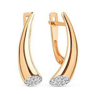 Серьги из красного золота с фианитами