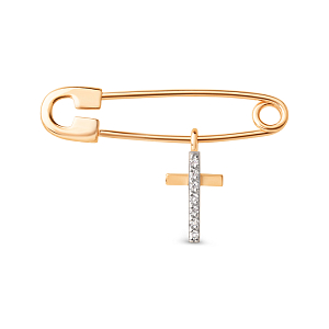 Булавка из красного золота с фианитами