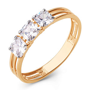 Кольцо из красного золота с фианитами