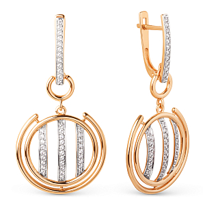 Серьги из красного золота с фианитами