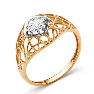 Кольцо из красного золота с фианитом