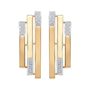 Серьги из красного золота с фианитами