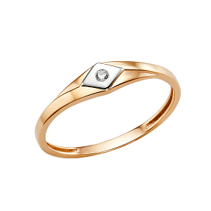 Кольцо из красного золота с фианитом