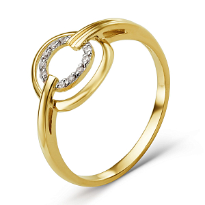 Кольцо из желтого золота с фианитами