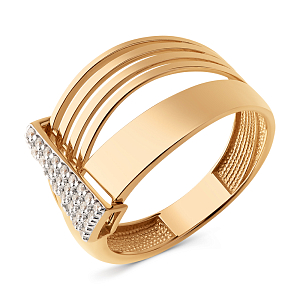 Кольцо из красного золота с фианитами