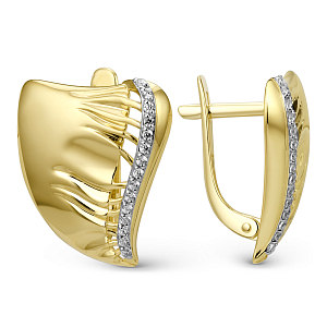 Серьги из желтого золота с фианитами