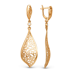 Серьги из красного золота с фианитами