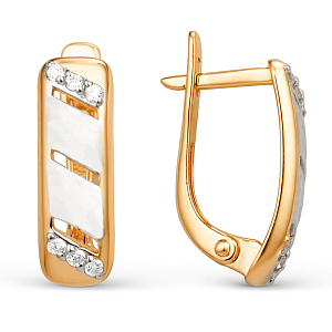 Серьги из красного золота с фианитами