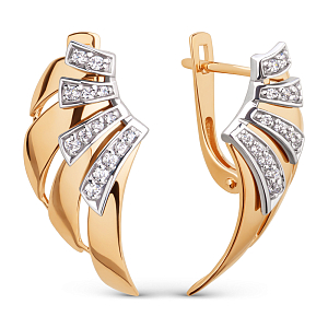 Серьги из красного золота с фианитами