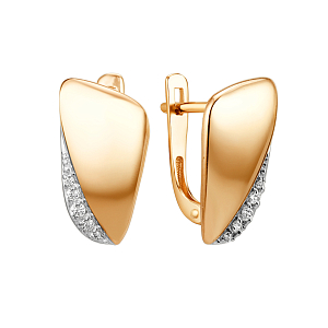 Серьги из красного золота с фианитами