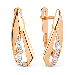 Серьги из красного золота с фианитами