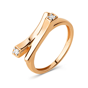 Кольцо из красного золота с фианитами