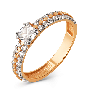 Кольцо из красного золота с фианитами