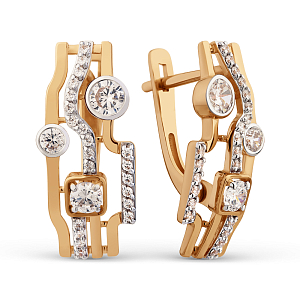 Серьги из красного золота с фианитами