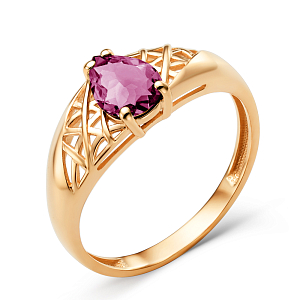 Кольцо из красного золота с корундом