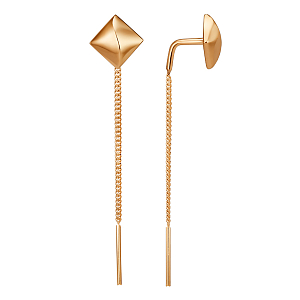 Серьги продевки из красного золота