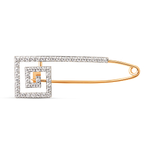 Булавка из красного золота с фианитами