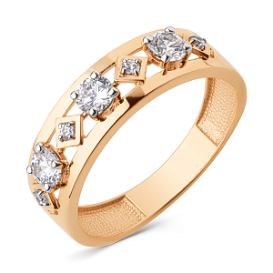 Кольцо из красного золота с фианитами