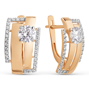 Серьги из красного золота с фианитами