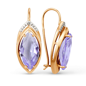 Серьги из красного золота с аметистами