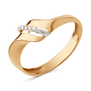 Кольцо из красного золота с фианитами