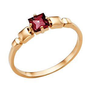 Кольцо из красного золота с гранатом