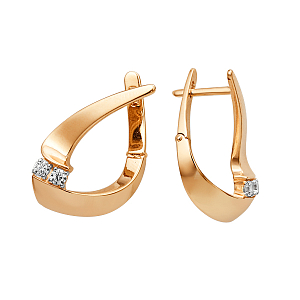 Серьги из красного золота с фианитами