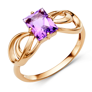 Кольцо из красного золота с аметистом