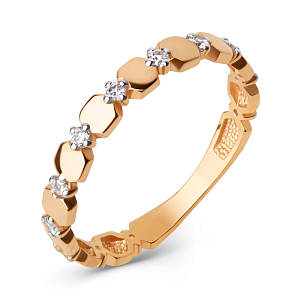 Кольцо из красного золота с фианитами