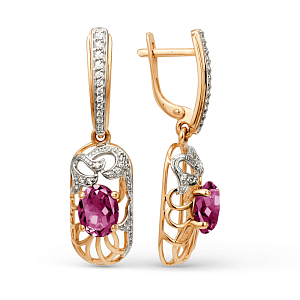 Серьги из красного золота с корундами