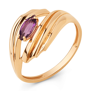 Кольцо из красного золота с аметистом
