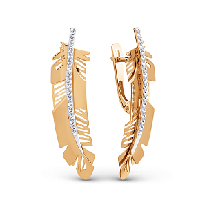 Серьги из красного золота с фианитами