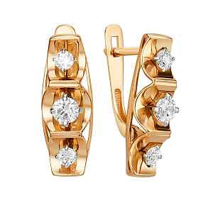 Серьги из красного золота с фианитами