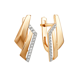 Серьги из красного золота с фианитами