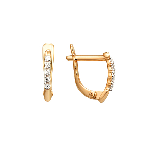 Серьги из красного золота с фианитами