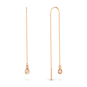 Серьги из красного золота с фианитами