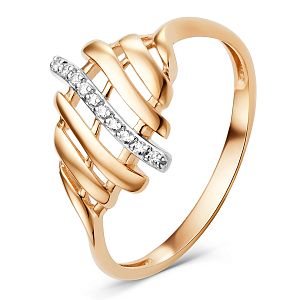 Кольцо из красного золота с фианитами