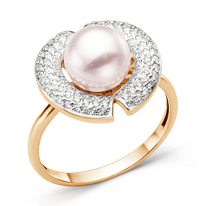 Кольцо из красного золота с фианитами