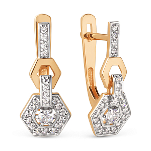 Серьги из красного золота с фианитами