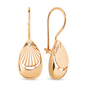 Серьги из красного золота с фианитами