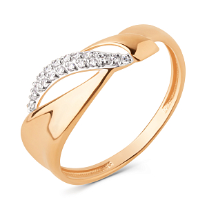 Кольцо из красного золота с фианитами