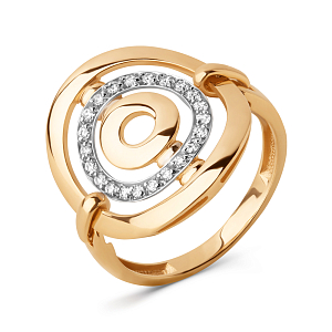 Кольцо из красного золота с фианитами