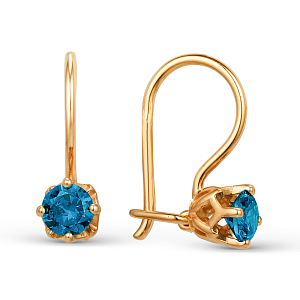 Серьги детские из красного золота с лондон топазами