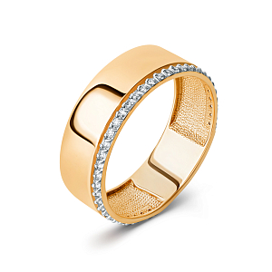 Кольцо из красного золота с фианитами