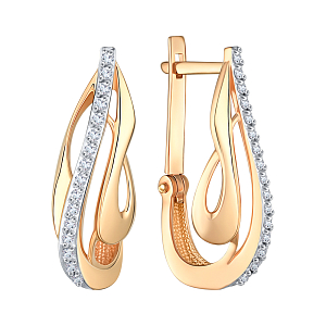 Серьги из красного золота с фианитами