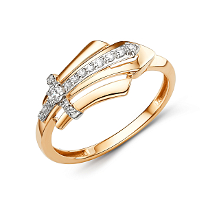 Кольцо из красного золота с фианитами