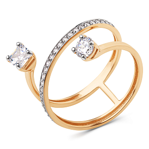 Кольцо из красного золота с фианитами