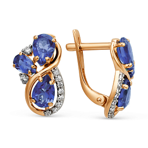 Серьги из красного золота с аметистами