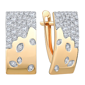 Серьги из красного золота с фианитами